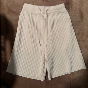 Vintage White High Waist Ribbed Knit Shorts